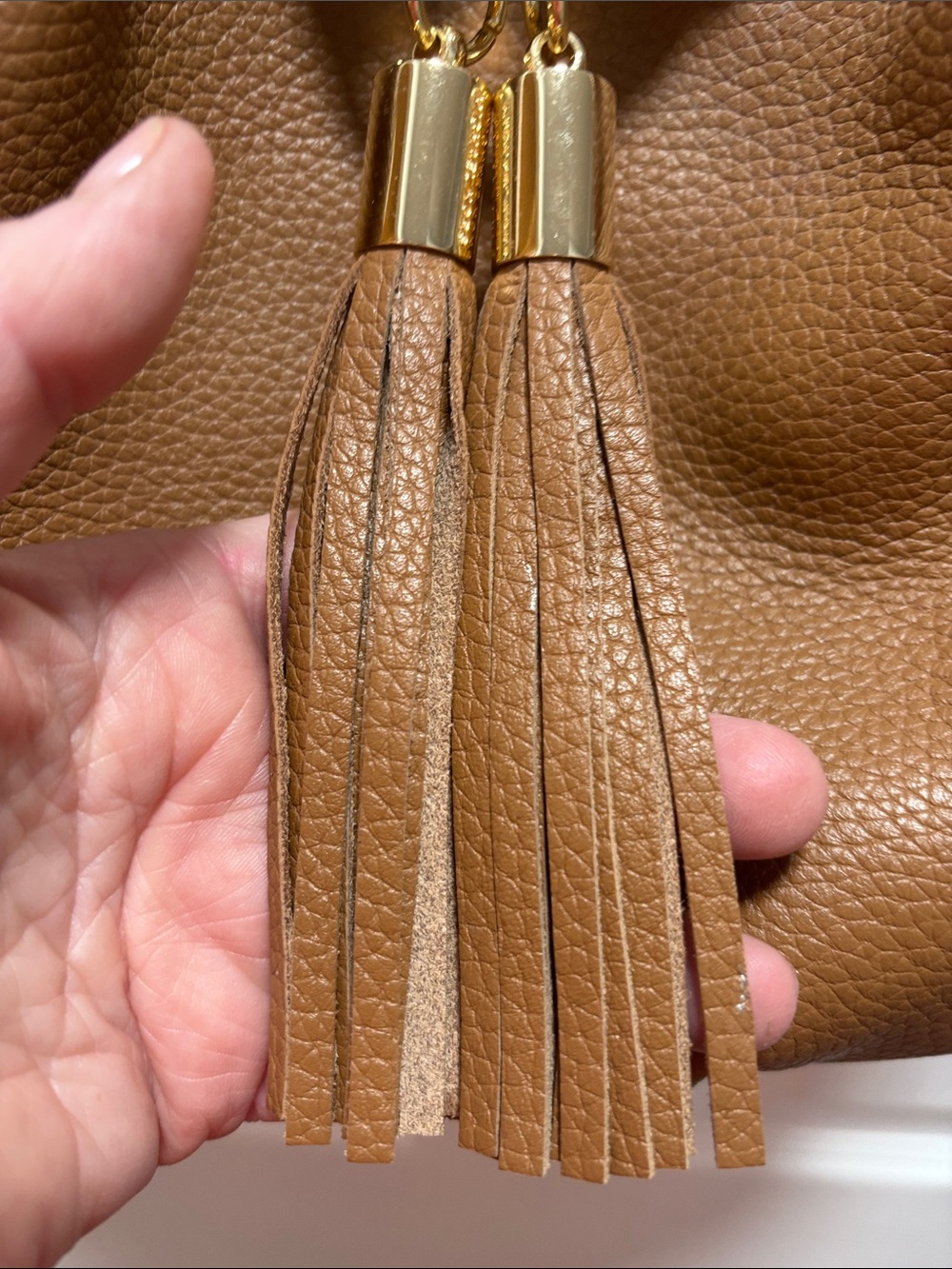 Michael Kors Cognac Brown Pebbled Leather Hobo with Tassel - Picture 10 of 13